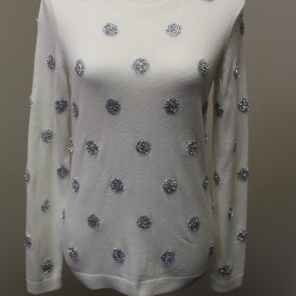 Talbots Tinsel Dot Sweater, XS, Winter White - Picture 3 of 10
